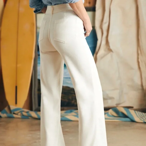 Faherty Stretch Terry Habor Pant Egret size 28 - Picture 3 of 6